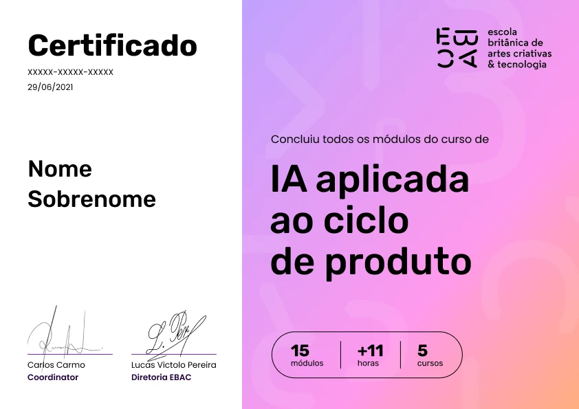 Certificado EBAC — IA aplicada ao ciclo de produto