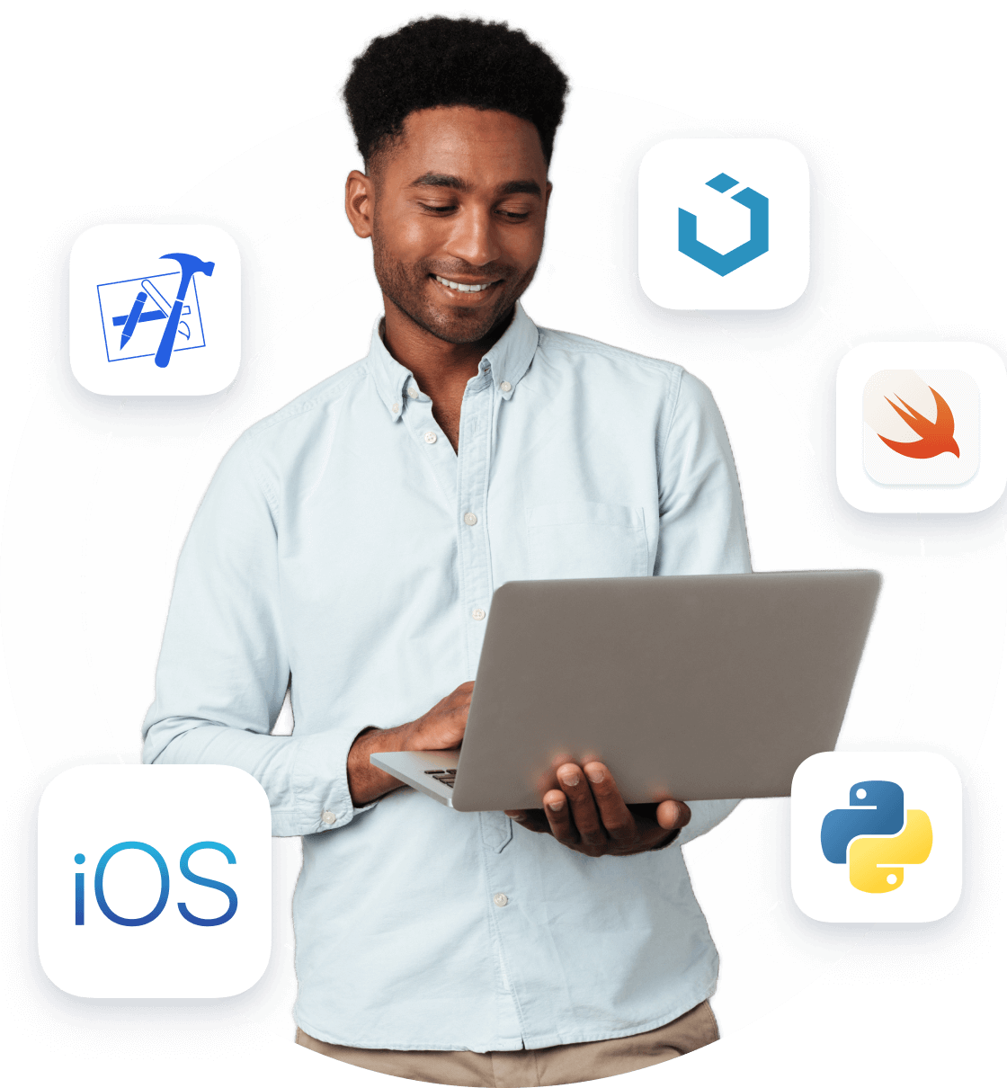 homem com computador