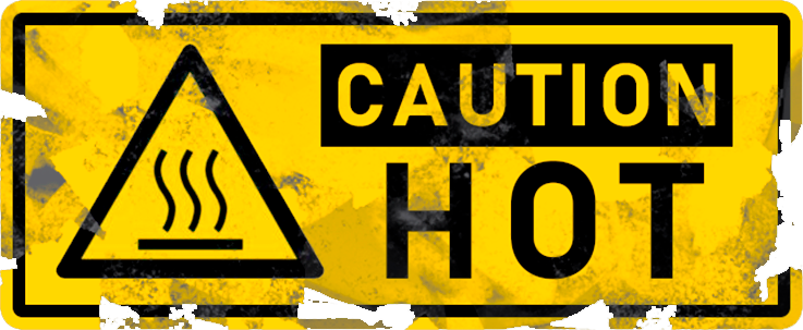 Placa "Caution. Hot"